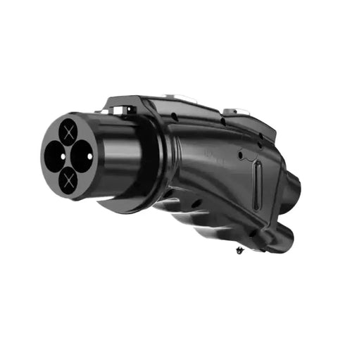 Heavy Duty Ccs2 To Chademo Dc Fast Charging Adapter Converter showing sleek black design and four-pin connection for EV charging.