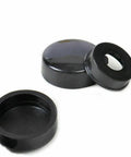 8 Pack Black License Plate Screw Caps For Cars, Trucks, And Vans, Snap On Bolt Covers shown in close-up