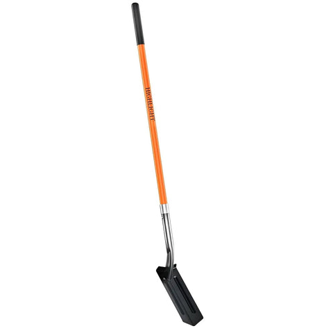 Heavy Duty Trench Shovel For Digging With 56 Inch Orange Fiberglass Handle And Narrow Spade, V Cut High Strength Steel