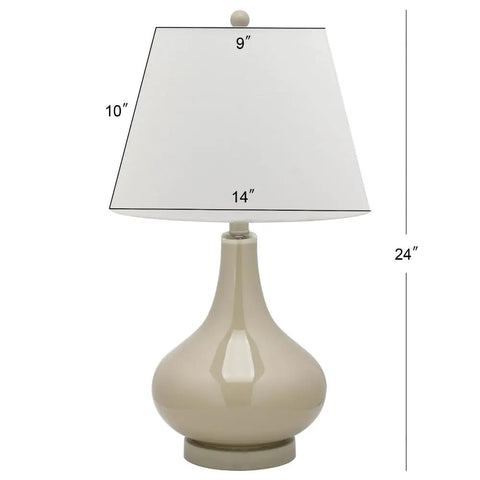 Taupe Gourd Glass Table Lamps Set Of 2 With White Cotton Shades For Living Room Bedroom Home Office Modern Contemporary Lighting 24 Inch LED Bulbs Included, single lamp view