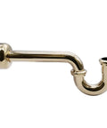 Polished brass finish P-Trap from Freestanding Pedestal Sink Faucet Supply Kit With P Trap And Flanges, One Quarter Turn Lever Handles