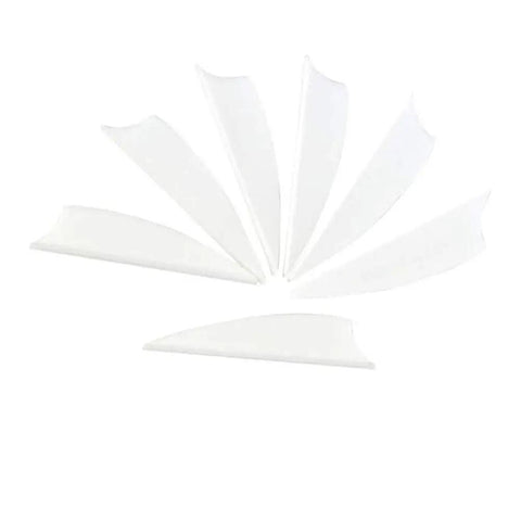 DIY Arrow Fletching Vane Set, 50 Pcs Plastic Arrow Feathers TPU Vanes 2In and 2.5In For Carbon Arrows, arranged in a fan shape