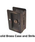 Solid Brass Pocket Door Pull With Privacy Lock Satin Nickel Finish Rectangular Reversible Handle For Sliding Doors Size Three And One Quarter By Two And One Quarter Inches Made In Taiwan Hardware Included