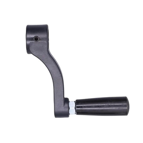Top Notch Replacement Drill Press Table Crank Handle For Smooth Raise Lower Adjustments On Bench Drills With No Fuss Operation And No Sweat Quick Installation, side view, black plastic material.