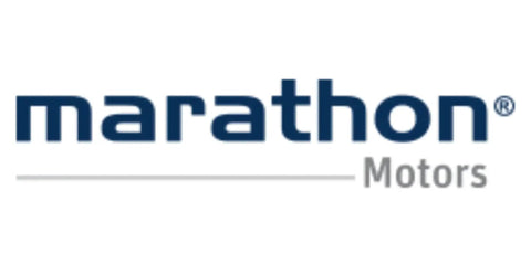 Marathon Motors logo on a white background, showcasing reliability and quality in electric motors.