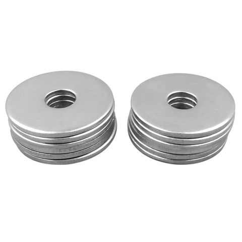 Stainless steel flat washers, two stacks, 1/4 in ID x 1/2 in OD