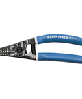 Wire Stripper And Cutter For 8-16 AWG Solid And 10-18 AWG Stranded Wire With Locking Mechanism, blue-handled hand tool