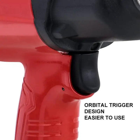 Close-up of 1/2 Inch Aluminum Air Impact Wrench Set Heavy Duty Beefy 1380 Ft Lbs showing ergonomic orbital trigger design.