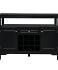 Modern Black Sideboard Cabinet Featuring Built In Wine Rack And Two Doors Plus One Drawer Slick Buffet Server to organize your space, black wood unit.