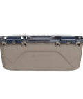 Front view of Alpaca 45L Waterproof Gear Box For Camping And Outdoor Organization With Clearview Removable Lid Mirage Tan