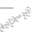 Diagram of CNC Hardened Steel Planetary Gear Housing for UDR RC Car showing internal gearbox components and bearings