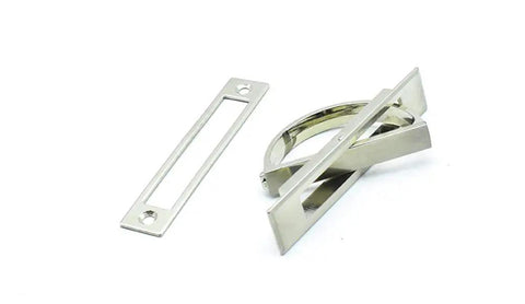 Slick Hidden Cabinet Handles Pack Of Two Smooth Rotating Zinc Alloy Pulls In Brushed Nickel Finish No Sweat Setup To Refresh Your Drawers Or Closet Doors Quick, featuring a close-up of the handle and back plate.