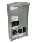 Weatherproof Single-Unit RV Power Outlet 100A Unmetered NEMA 3R Surface-Mount Box with breakers and receptacles, side view