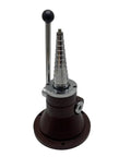 No Sweat Ring Size Adjustment Machine For Jewelry Enlargement And Reduction With Laser Etched Gauges and steel frame view from the side