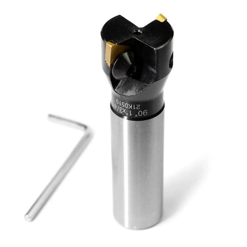 Close-up of Oscarbide 3/4 in straight-shank indexable end mill with tin-coated inserts (2 pcs)