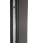 Close-up of 0.312 Inch Adjustable Astragal Replacement Pile Weatherstrip, black fiber pile on door edge for blocking air and dust.