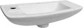 Compact Wall Mount Lavatory Basin With Center Drain And Left Hand Faucet Drilling 17.5 Inch Wide No Overflow Sink