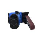 Air Pneumatic Belt Sander With 17,000 RPM Free Speed And Half Inch By Eighteen Inch Belt showing side view with sanding belt.