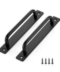 2 Pack Sliding Barn Door Handles Black Zinc Alloy Door Pulls With Plate 7.1 Inch Long 6.3 Inch Hole Center Rust Resistant