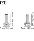 Diagram of Stainless Steel Knife Handle Rivets Five Sixteenth by One Half Inch showing dimensions of 7 mm head and 14 mm shaft.