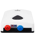 Front view of Electric Tankless Water Heater 11kW 240V with smart controls, red and blue connection knobs visible.