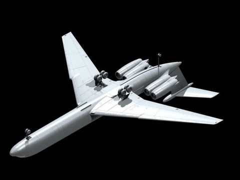 Plastic Aircraft Model Kit Ilyushin 62M Soviet Passenger Plane 1 144 Scale with Easy Assembly, rear underside view