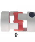 Product focus keyword is: Red Polyurethane Shaft Coupling Insert Open Center Spider GR14 GR125 For Industrial Machinery Drives Pumps And Conveyor Systems Built Tough High Strength Oil Resistant Flexible Coupler 1 Pack GR19. Red polyurethane coupling insert in open center hub, front view