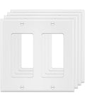 Durable 2-Gang Wall Plate Covers 4 Pack For Light Switches And Outlets White Polycarbonate Faceplates stacked front view