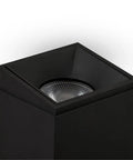 Close-up of Node 4 In Square Integrated LED Downlight With Remote Driver ETL Certified Surface Mount Fixture in black finish