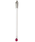 Ceramic CMM probe stylus with white stem and pink 6mm ball tip, 100mm length.