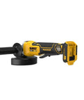 20 Volt Brushless Cordless 4 To 5 Inch Angle Grinder featuring anti rotation safety shutdown and high torque motor.