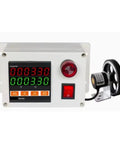 Digital Wheel Roller Encoder And Distance Measuring Counter With Alarm Signal And Relay Output Control For Quick Stop Start Projects featuring LED display and control switch.