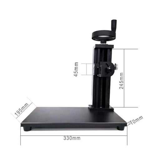 Handy Portable Surface Roughness Tester With Lifting Platform For Accurate Ra Rz Rq Rt Rp Rv R3z R3y RzJIS Rsk Rku Rsm Rmr Rx ISO DIN ANSI JIS Standards 128x64 OLED Display 100 Data Storage Handheld Or Desktop Measurement, black metal base