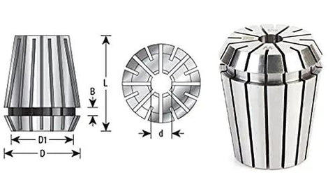 Quarter Inch Diameter Spring Collets ER32 Pro Grade Industrial For CNC Milling And Fabrication CO174 with dimensions shown