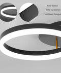 Modern 2 Ring LED Flush Mount Ceiling Light With 40W Power, Adjustable Color Temperature 3000K 4000K 6500K, Sleek Dope Black Finish