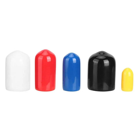 Assorted PVC Vacuum Hose End Plugs Kit 20 Pcs Five Sizes 1/8in 3/16in 1/4in 3/8in 5/16in in white, red, blue, black, yellow