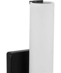 Blanco LED Collection Black One Light LED Wall Bracket For Modern Homes with sleek dope finish, black backplate and etched glass shade.