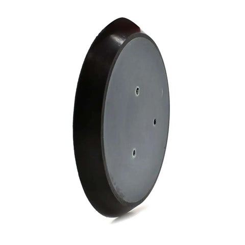 Five Inch Adhesive Back Sanding Pad For Random Orbit Sander Attachments Knockout PSA Grip smooth round gray surface for sanding.