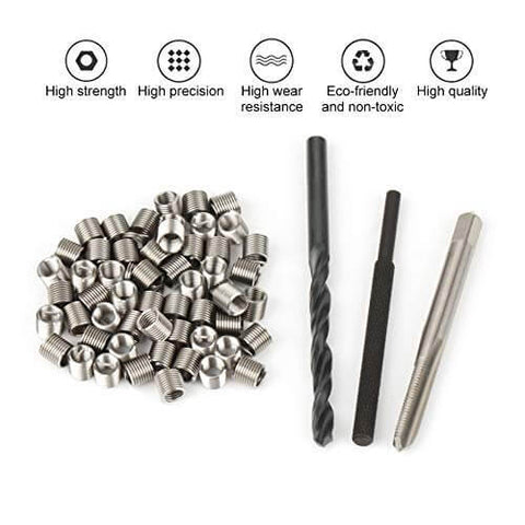 50 Piece Stainless Steel Helicoil Thread Repair Kit Set For Aluminum And Low Strength Materials M2.5 X 2D Inserts with tools