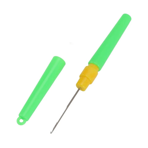 Dual End Fishing Bait Needle Tool With Protective Covers Stainless Steel Needle And Threading Tip Compact Pen Size Rigging Tool For Freshwater And Saltwater Angling Green Finish, 15.5 cm with protective cap