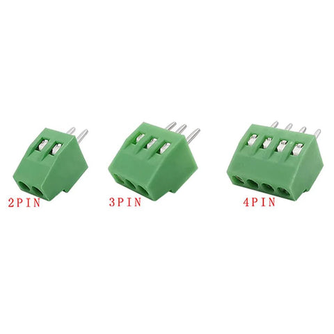 50 Pack 2.54mm 0.1 Inch Pitch PCB Mount Screw Terminal Block Connector 2P 3P 4P 150V 6A Rating, Supports 18 to 26 AWG Wires
