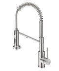 Heavy Duty Stainless Steel Pull Down Kitchen Faucet With Built In Water Filter, 19-1/4 inches tall, 360 swivel sprayer.