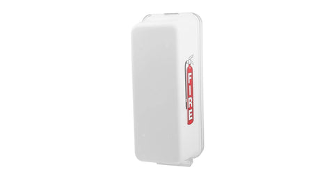 White Surface Mount Fire Extinguisher Cabinet With Clear Pull Cover For Two And A Half Or Five Pound Unit Lock Box.