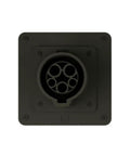 Black J1772 style fake EV charging port magnet, 3D printed gag accessory for trucks, prank gift for gearheads.