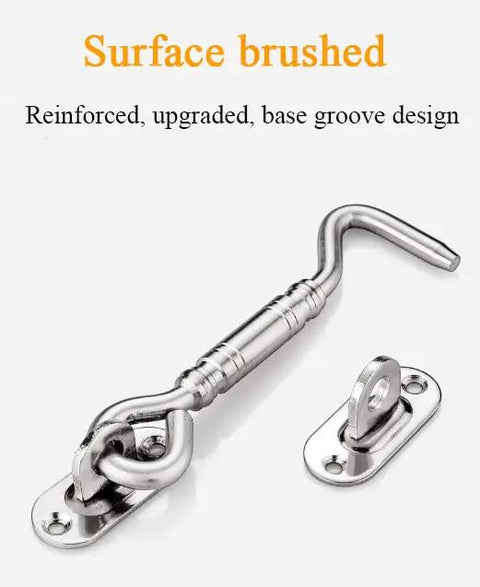 Premium Heavy Duty Stainless Steel Sliding Barn Door Latch With Secure Hook And Eye Lock Featuring Smooth Glide Mechanism and Rock Solid Build For Fences Sheds And Outdoor Security Gates - surface brushed design