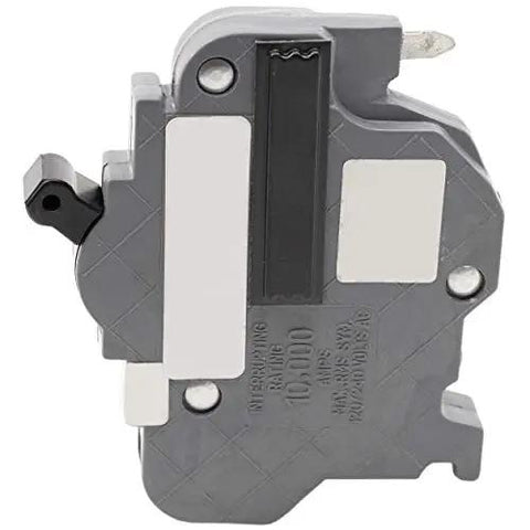 Side view of Stab Lok NC115 Replacement Circuit Breaker One Pole 15 Amp Gray Newly Manufactured Federal Pacific Electric Style Thin Series ETL Listed 10,000 AIC For Stab Lok Panels.