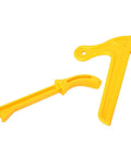 Durable Woodworking Push Stick With Ergonomic Handle, High Quality Plastic For Shaper And Router Tables, shown in set of two yellow sticks.
