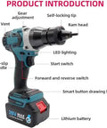 Heavy Duty Cordless Rivet Nut Gun 26V Electric Puller for M3 to M12 Blind Nuts with LED light and gear adjustment features.