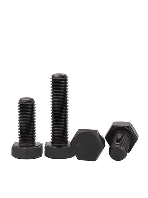 Durable 10 Pcs M11 X 1.25 Millimeter Fine Thread Hex Head Bolts 8.8 Grade Heavy Duty Industrial Machine Screws Black Half Thread Fasteners For Tough Machinery Projects Various Lengths Ready To Work displayed in a group with varying lengths.