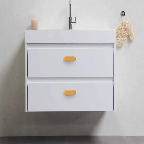 Yellow Oval Marble Cabinet Knobs Set of 6 Furniture Hardware Drawer Pulls for Dressers on modern white drawer cabinet.